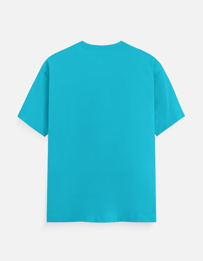 Back view of village side blue t-shirt 